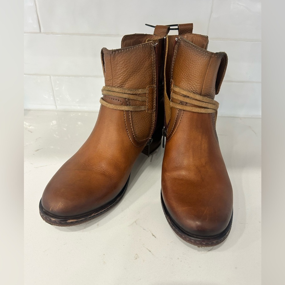 Pikolinos Zaragoza leather cognac fringe bootie sz.38 Boho hippie luxury classic - Picture 2 of 6